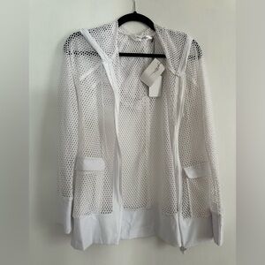 Gottex White Mesh Hoodie Cover-Up -Sz S